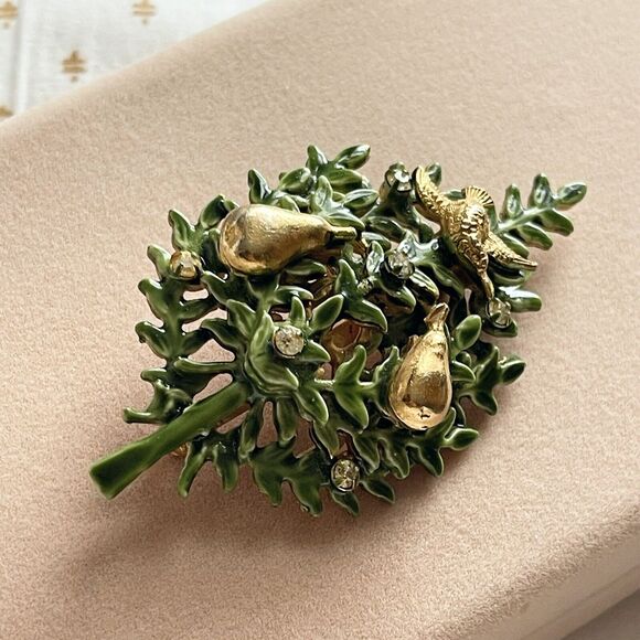 Vintage Christmas Tree Brooch Signed Original By Robert Partridge In A Pear Tree - Picture 3 of 8